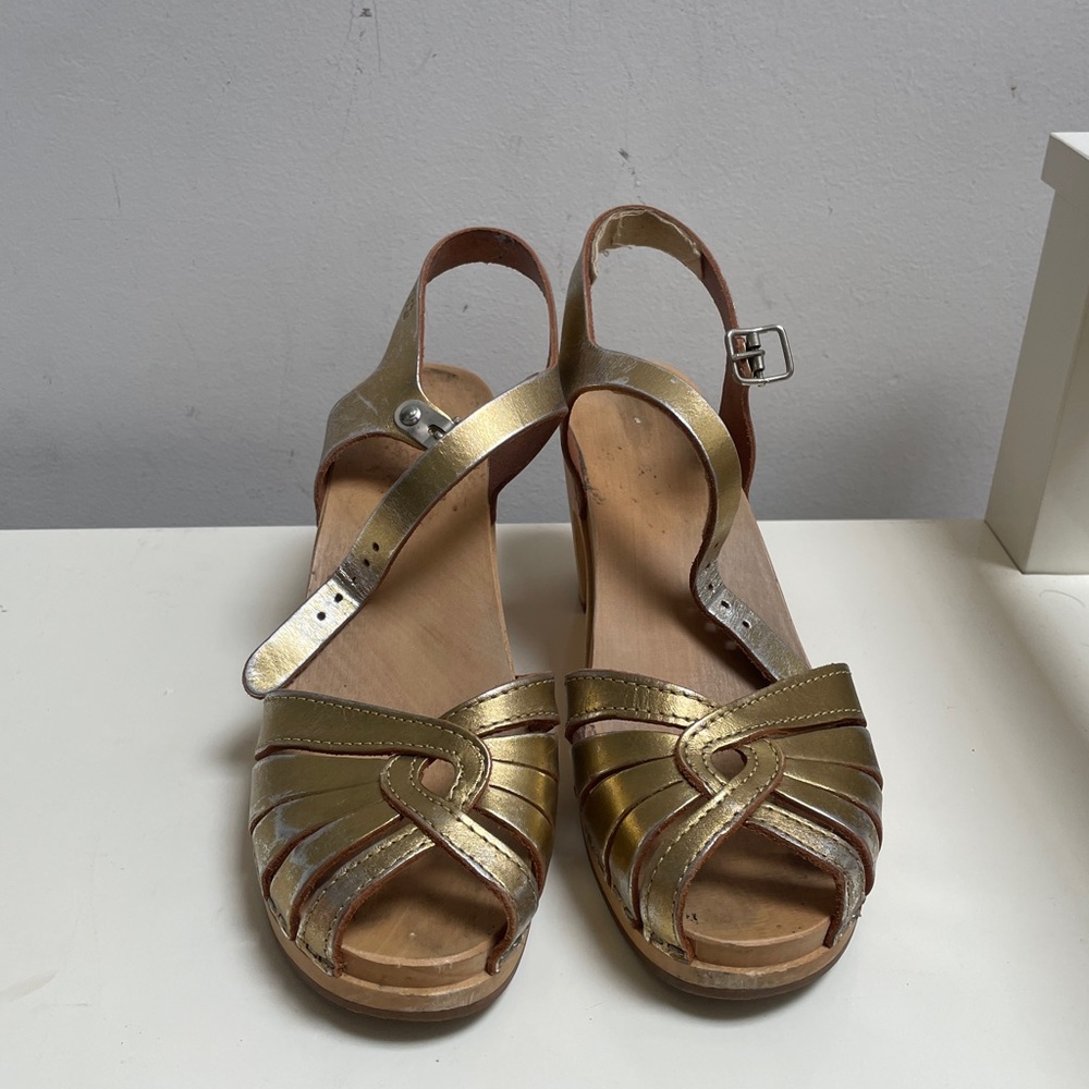 Swedish hasbeens gold sandals sold